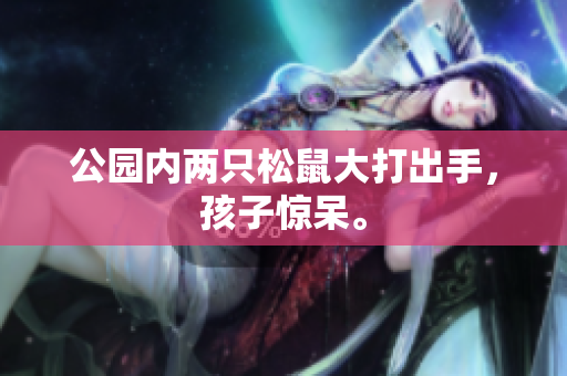 公园内两只松鼠大打出手，孩子惊呆。