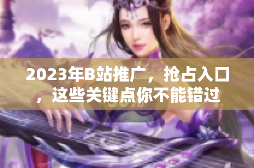 2023年B站推广，抢占入口，这些关键点你不能错过