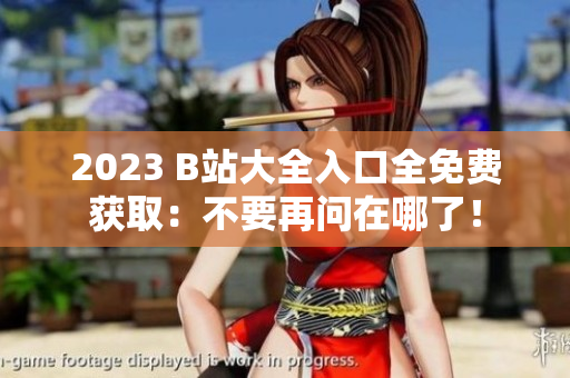 2023 B站大全入口全免费获取：不要再问在哪了！