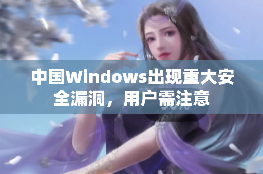 中国Windows出现重大安全漏洞，用户需注意