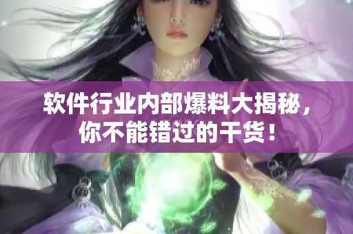 软件行业内部爆料大揭秘，你不能错过的干货！
