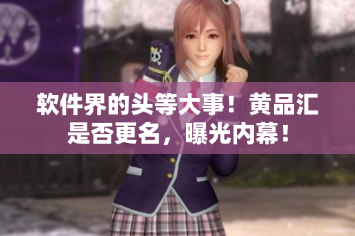 软件界的头等大事！黄品汇是否更名，曝光内幕！