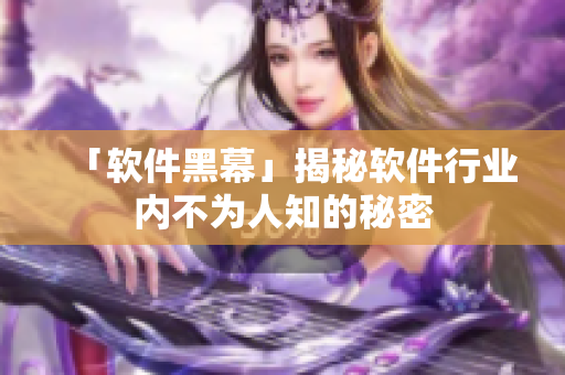 「软件黑幕」揭秘软件行业内不为人知的秘密