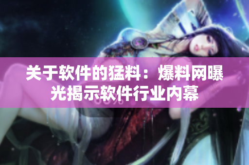 关于软件的猛料：爆料网曝光揭示软件行业内幕