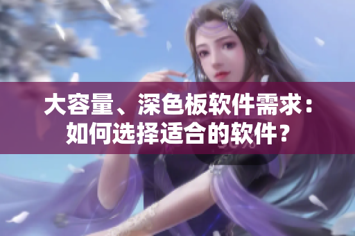 大容量、深色板软件需求：如何选择适合的软件？