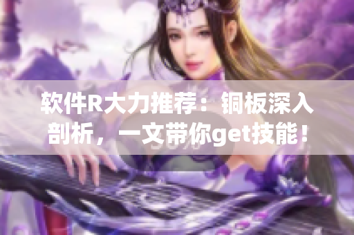 软件R大力推荐：铜板深入剖析，一文带你get技能！