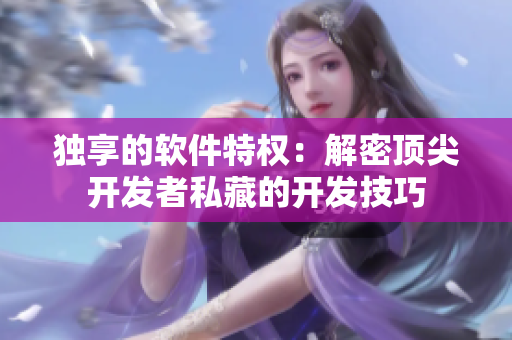 独享的软件特权：解密顶尖开发者私藏的开发技巧
